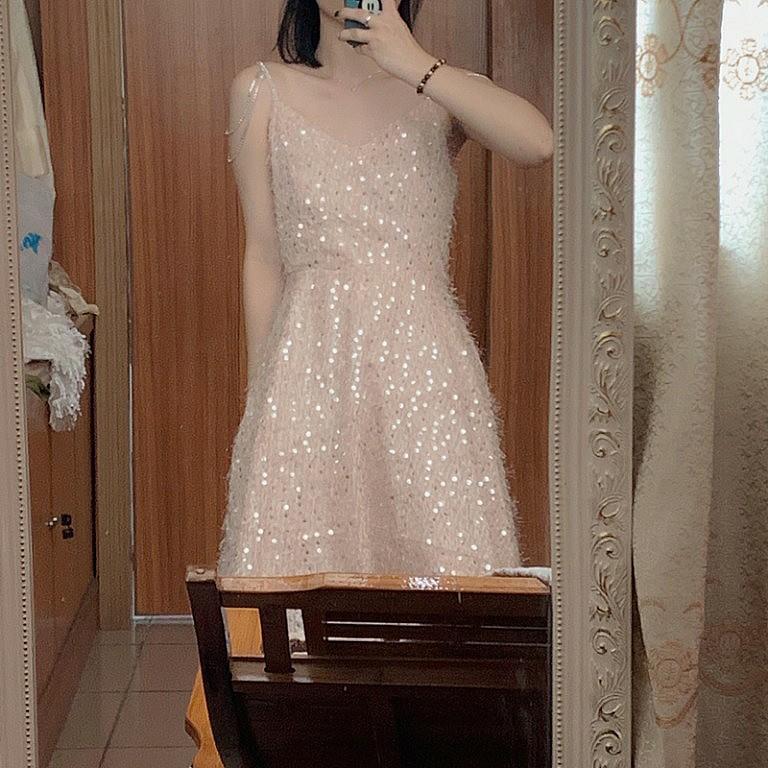 Light Pink Glitter French Aesthetic 