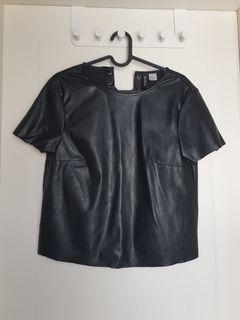 H&M HnM Leather Top Backless Faux Leather Synthetic Top