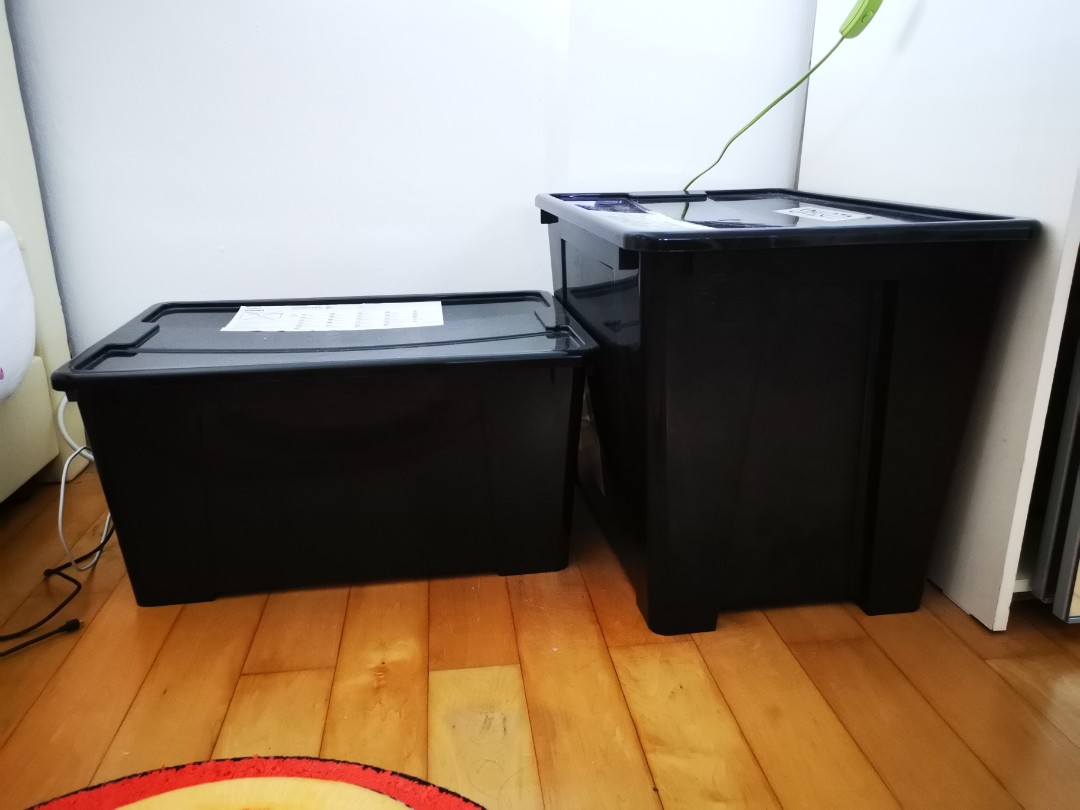 IKEA Black plastic box with lid, Furniture & Home Living, Home