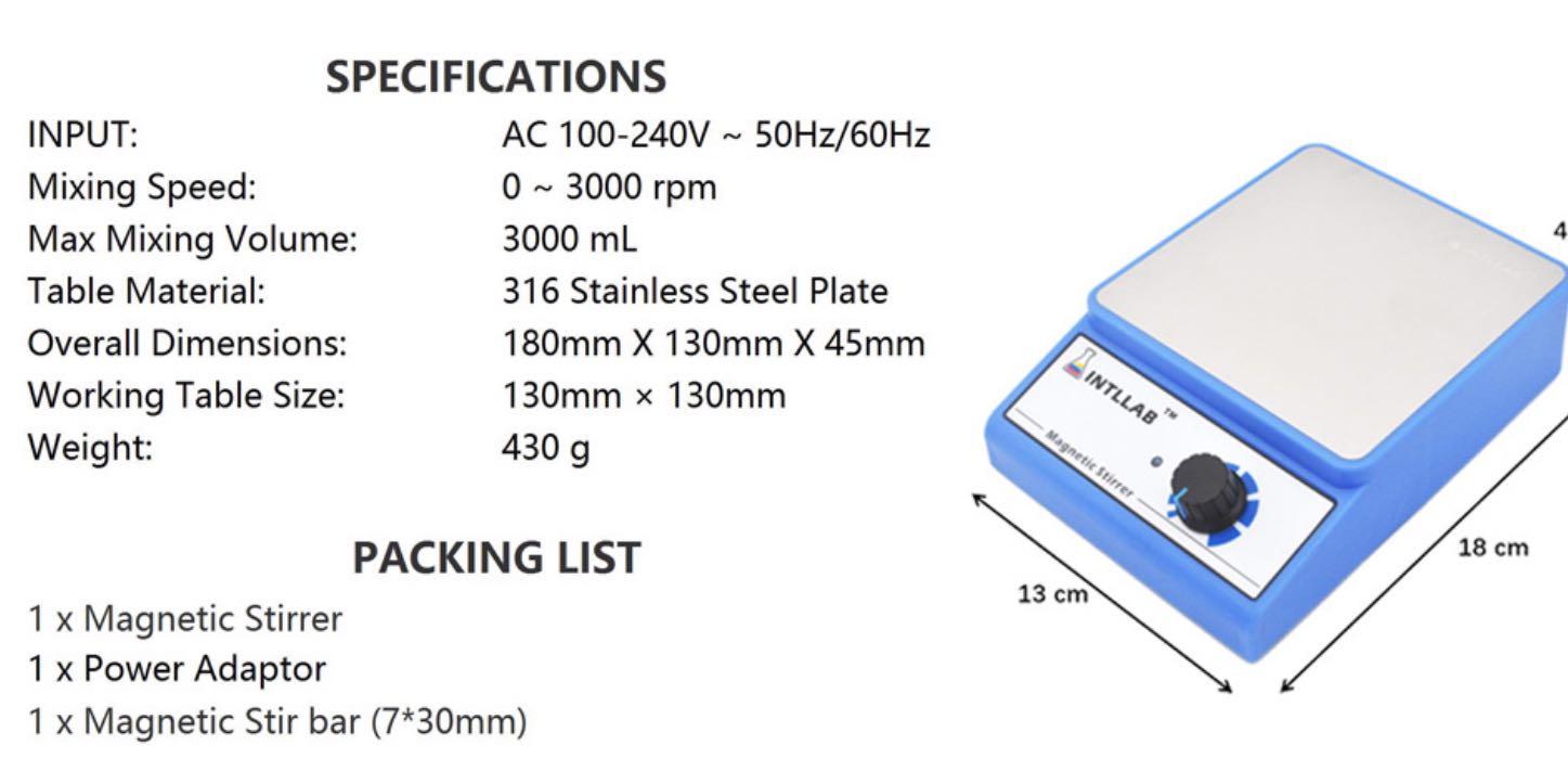 INTLLAB Stirrer Stainless Steel Mixer with stir bar