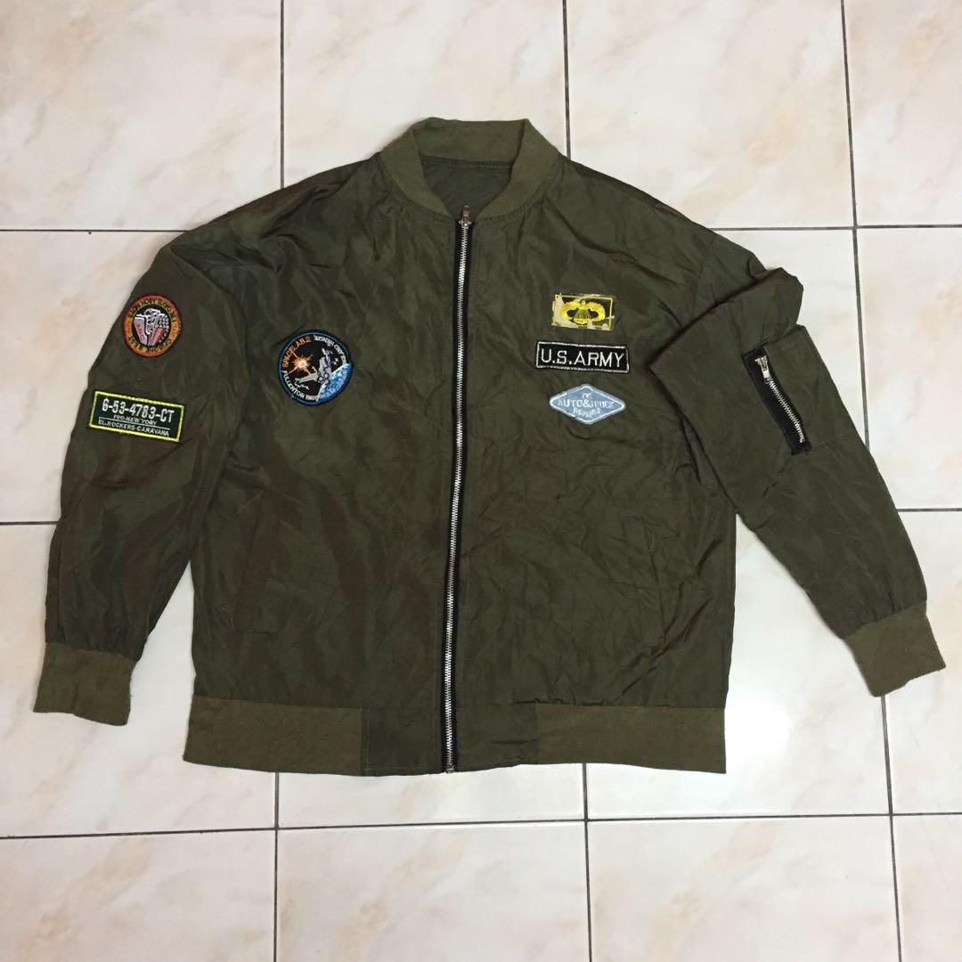 Jaket patches us army jacket navy green Men s Fashion Tops