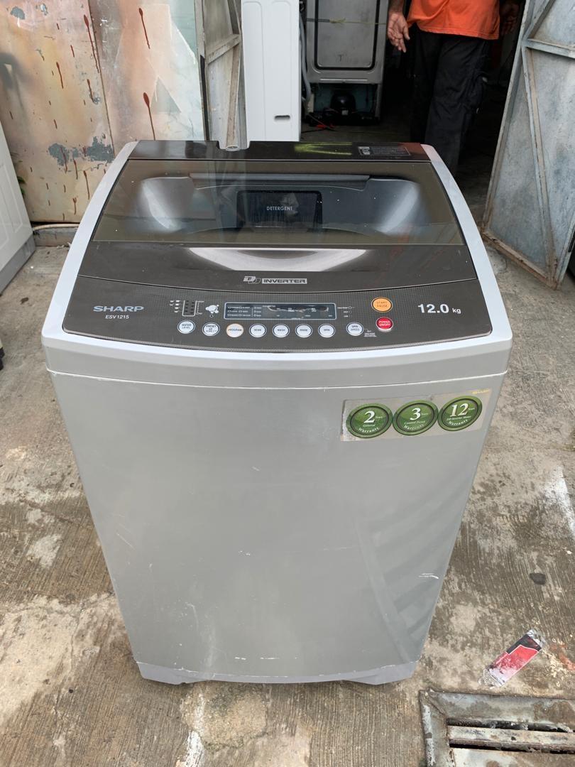 Mesin Basuh Washing Machine Sharp Dd Inverter 12 0kg Kitchen Appliances On Carousell