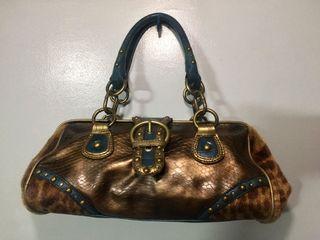 Nine West leather handbag with faux fur leopard print (Dark Turquoise)