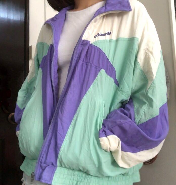 pastel vintage Adidas windbreaker Women s Fashion Coats Jackets