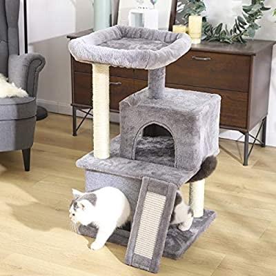 PAWZ Road Cat Tree Multi-Level Cat Tower Furniture with Spacious Perch Fully Wrapped Sisal Scratching Posts and Replaceable Dangling Balls 