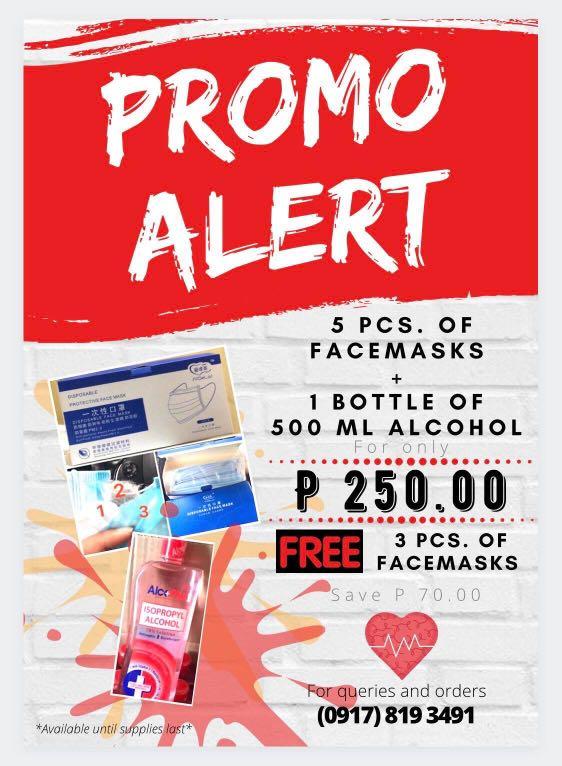 Promo Alert 5 Free 3 Pcs Face Masks And 500ml Alcohol Health Beauty Skin Bath Body On Carousell Promoalert.com, le site des promos et actualites des magasins. promo alert 5 free 3 pcs face masks and 500ml alcohol