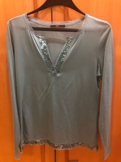 水藍色亮片裝飾上衣64222833737730110