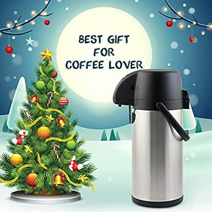  TOMAKEIT Airpot Coffee Carafe Thermal 3L(102 Oz) Insulated  Stainless Steel Large Beverage Dispenser Lever Action For Hot/Cold Water:  Home & Kitchen