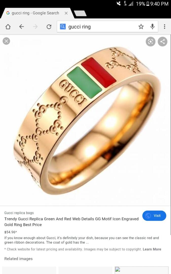 gucci ring gold red and green
