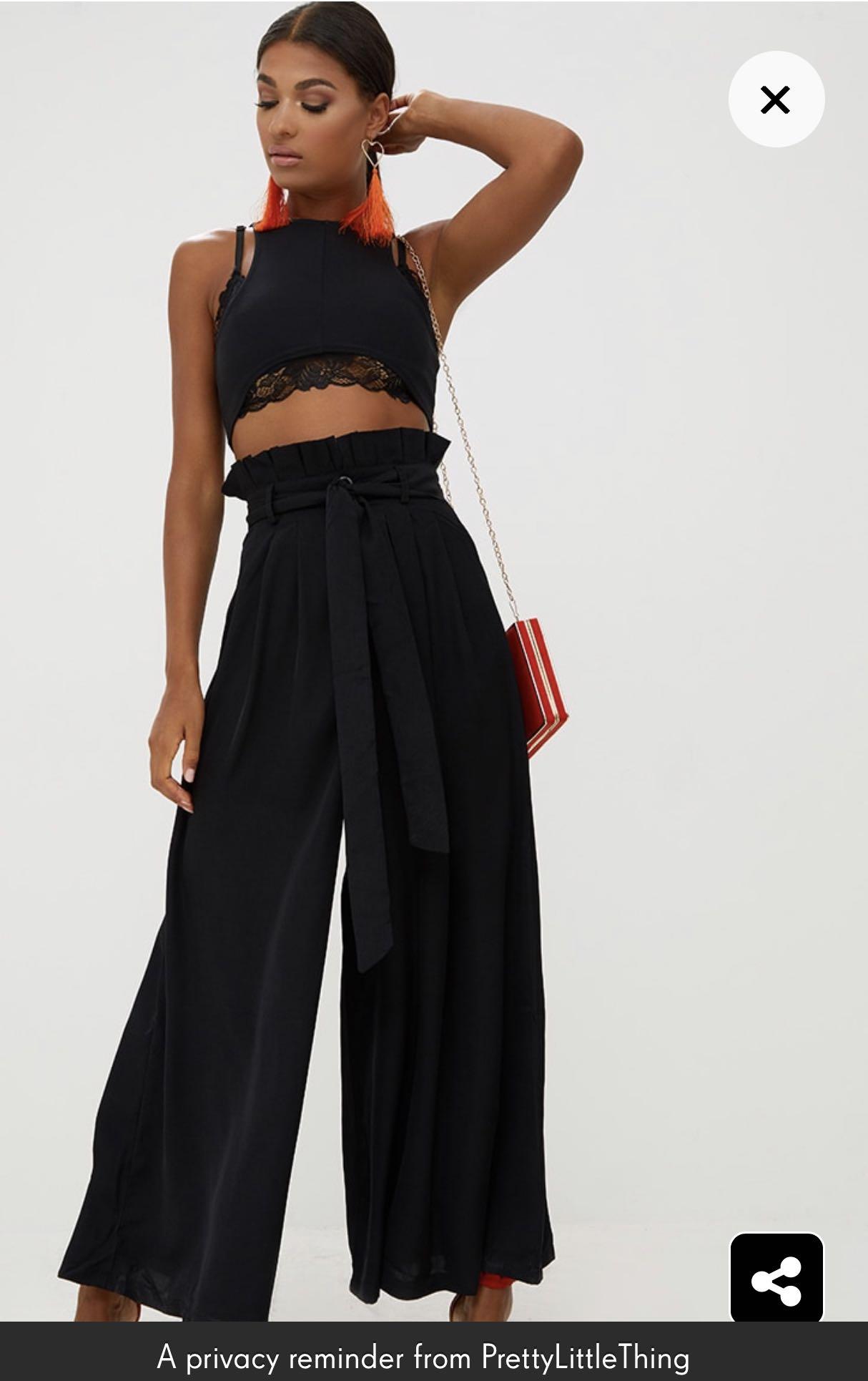 wide leg paperbag pants