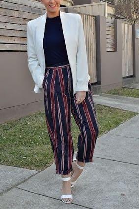 Red white and blue striped top pants