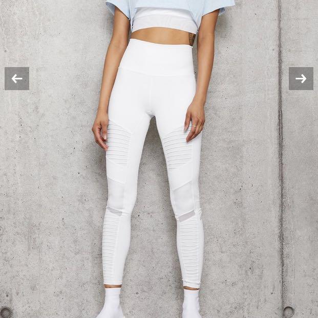 LOOKING FOR Alo Yoga white moto leggings size S or XS, Looking For on  Carousell
