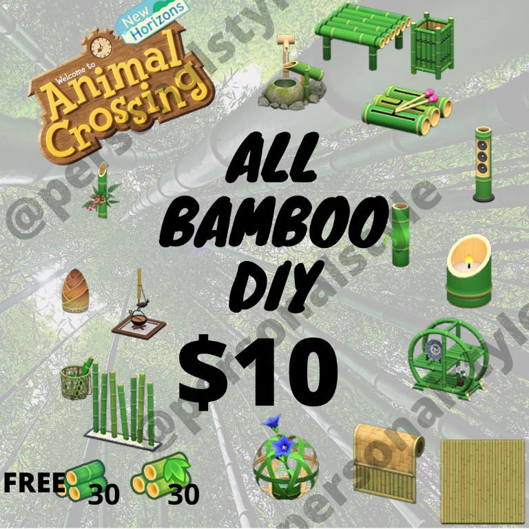 Bamboo Set DIY, Animal Crossing New Horizons, ACNH, Video Gaming, Video Game Consoles, Nintendo