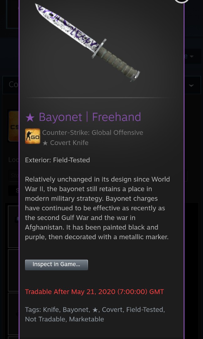 CSGO KNIFE (Freehand) / FieldTested With Low Float, Video Gaming, Gaming Accessories