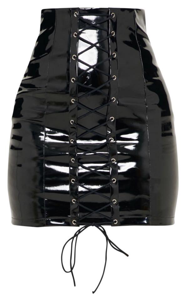 vinyl lace up mini skirt
