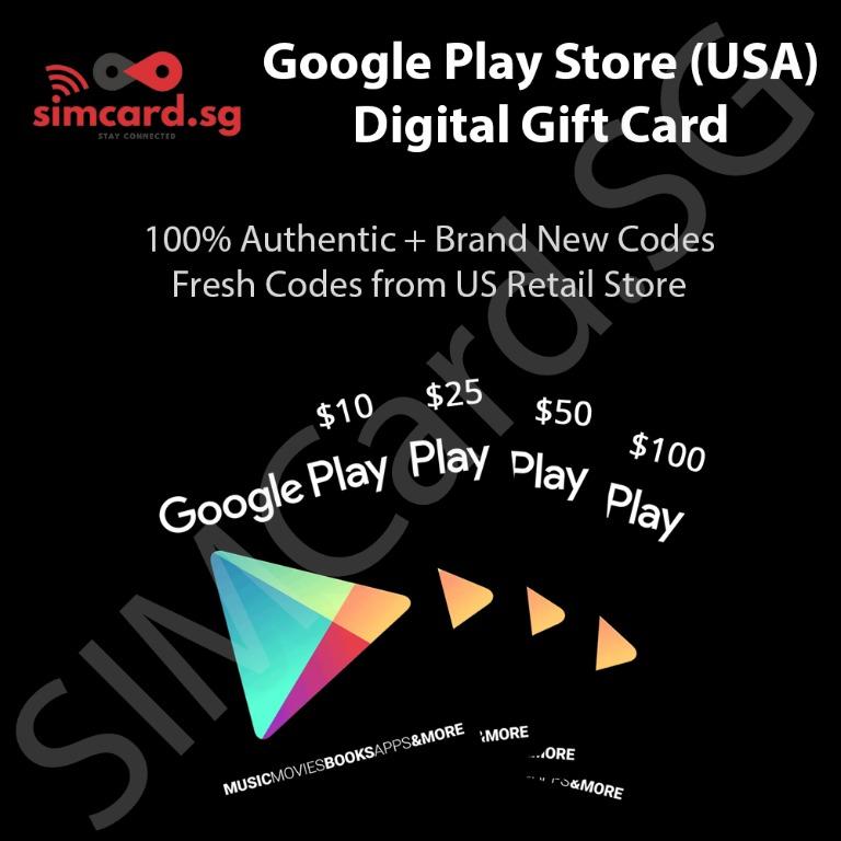 Google Play Store Usa Region Digital Prepaid Gift Card Store Credit Us 10 Us 25 Us 50 Us 100 Entertainment Gift Cards Vouchers On Carousell