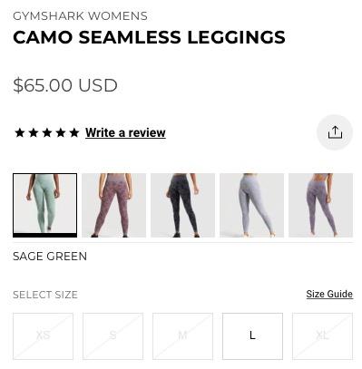 Gymshark Camo Seamless Leggings - Sage Green (Small), Women's