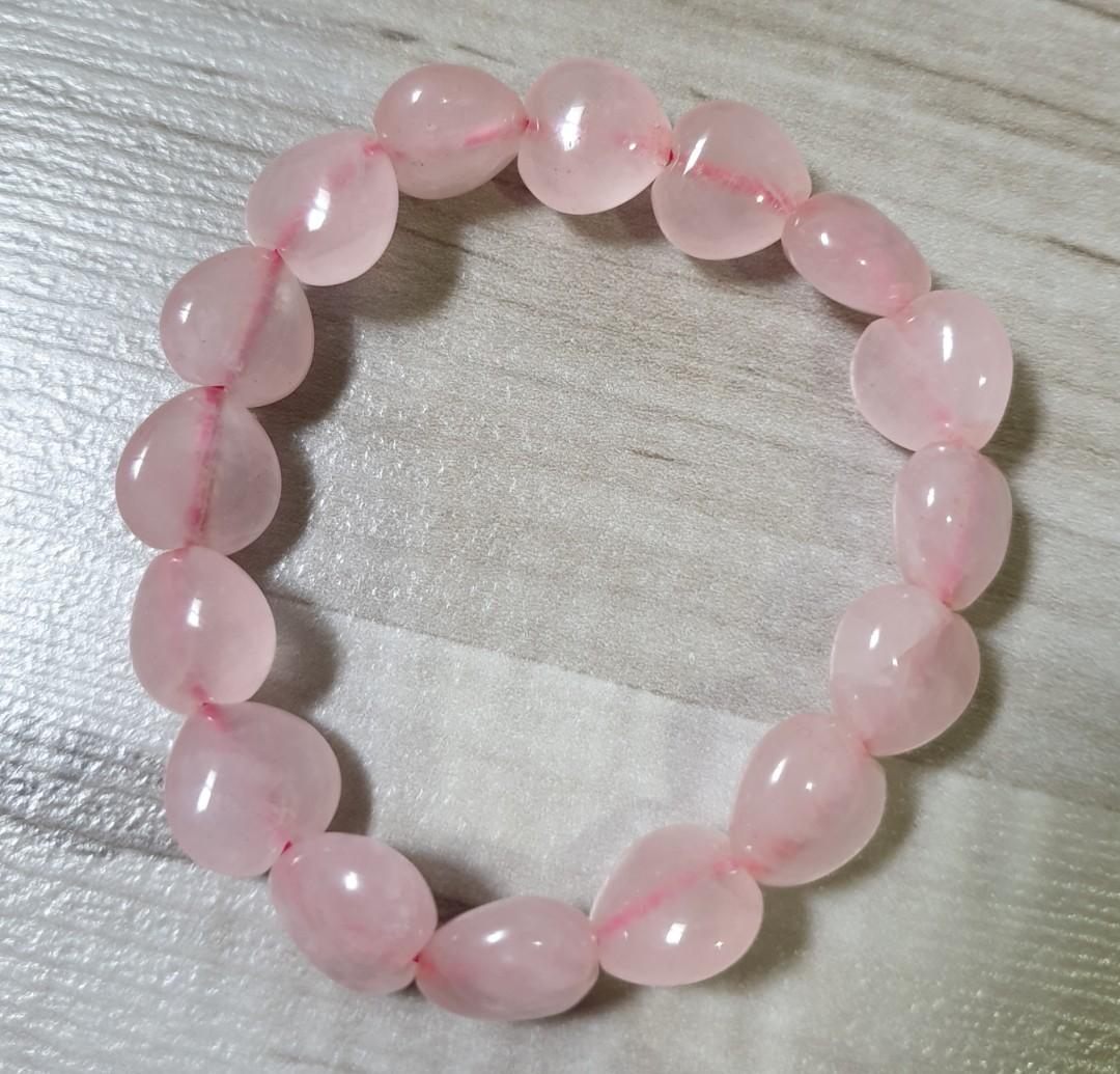 Rose quartz heart bracelet outlet