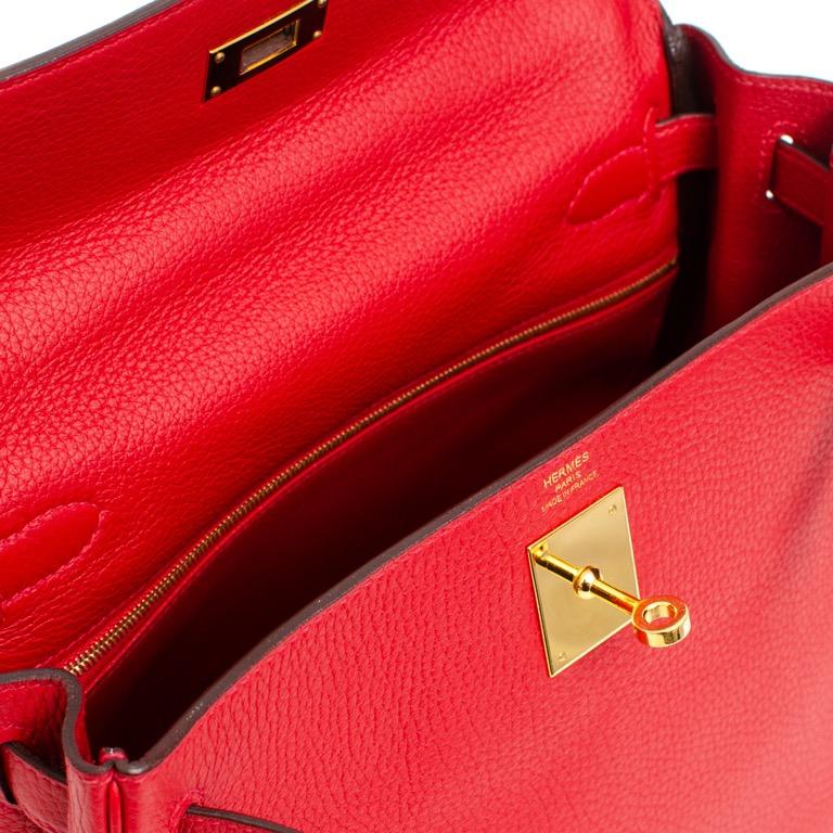 Hermes Kelly 28 Retourne Rouge Casaque Clemence Gold Hardware #A - Vendome  Monte Carlo