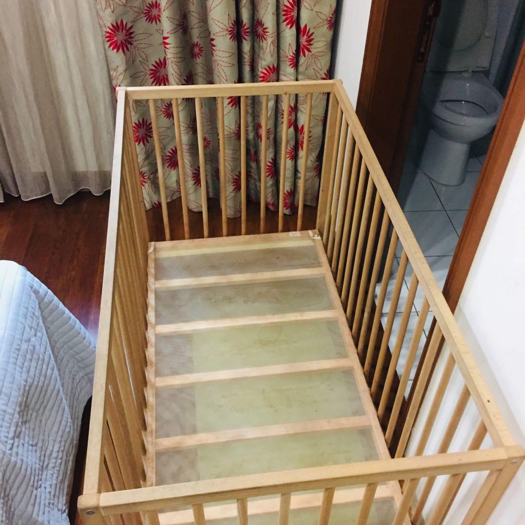 IKEA BABY COT WOOD COLOUR, Furniture & Home Living, Furniture, Tables