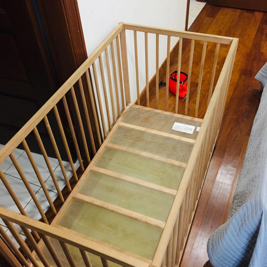 IKEA BABY COT WOOD COLOUR, Furniture & Home Living, Furniture, Tables