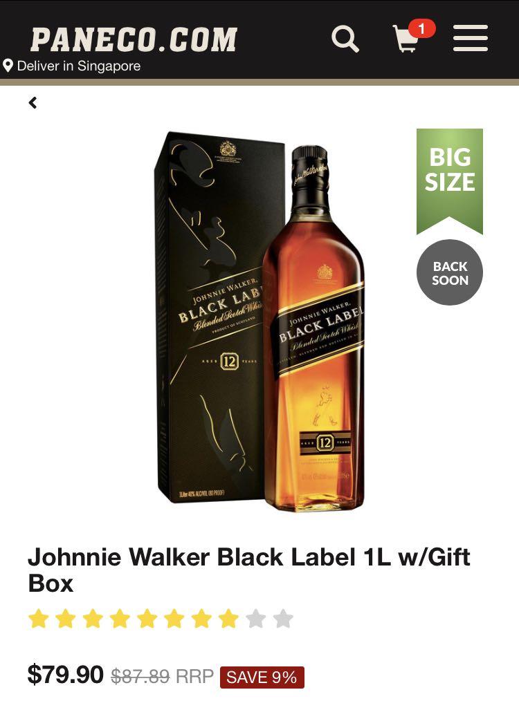 Johnnie Walker Black Label 1000ml, Food & Drinks, Alcoholic ...