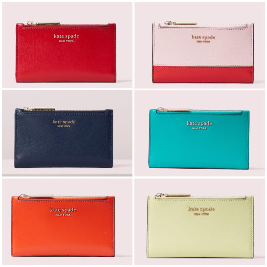 Kate Spade Spencer Small Slim Bifold Wallet Hot Chili Red Hot Chili Multi Red Pink Nightcap Dark Blue Navy Fiji Green Tamarillo Orange Lemon Sorbet Yellow Women s
