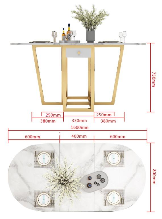 MARILOU Series Luxury Nordic Folding Dining Table Set with Stools