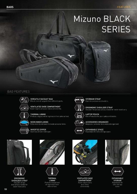 mizuno black series badminton bag