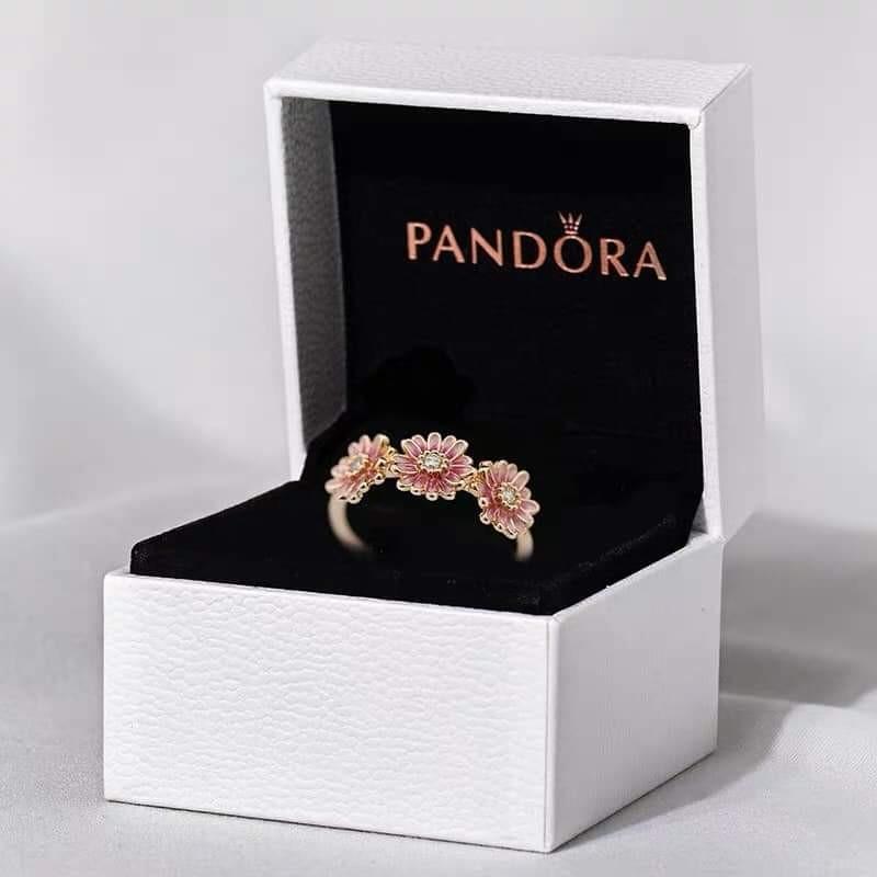 Pandora Pink Daisy Flower Trio Ring Women S Fashion Jewelry Rings On Carousell