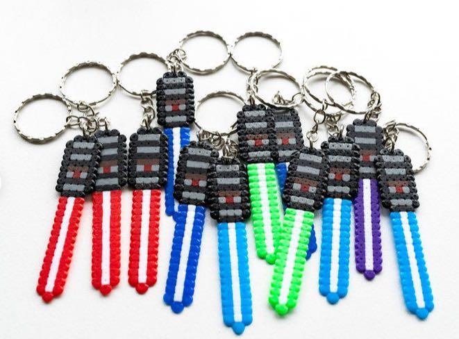 STAR WARS LIGHTSABER KEYCHAIN HAMA BEADS PERLER BEADS, Hobbies & Toys ...