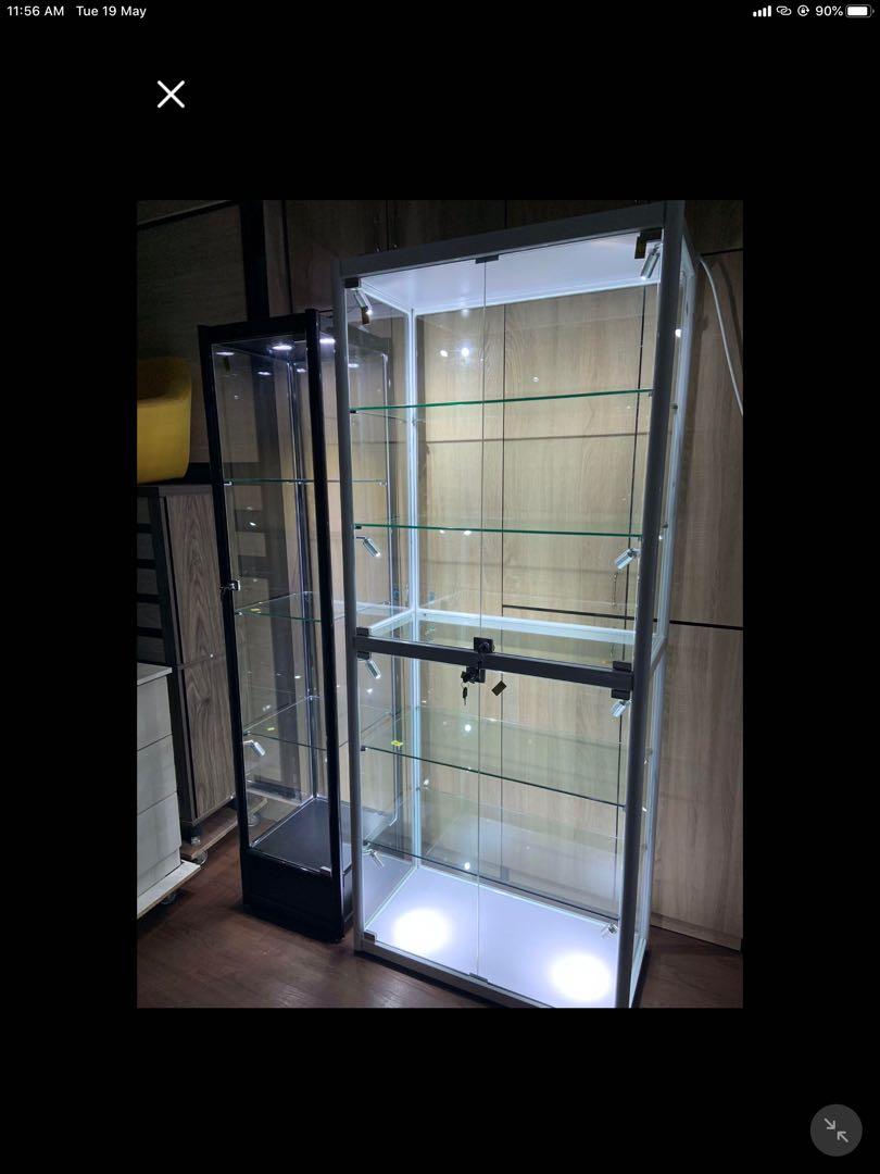 Tempered Glass Display Cabinet W Lighting Furniture Shelves Drawers On Carousell