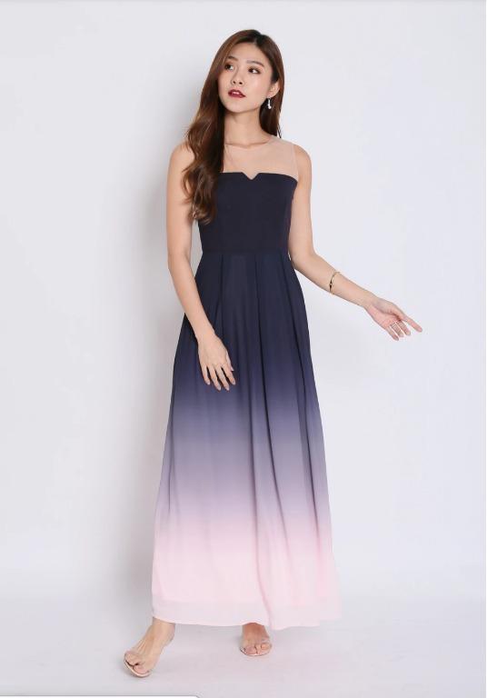 Venus ombre glitter long dress top