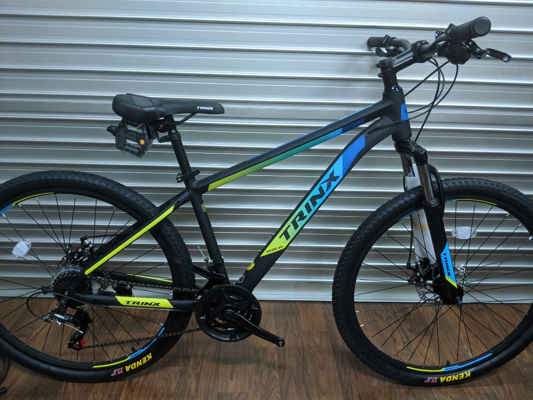 blue and yellow mountain bike