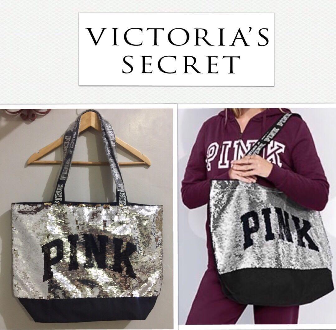 Victoria secret silver tote bag clearance