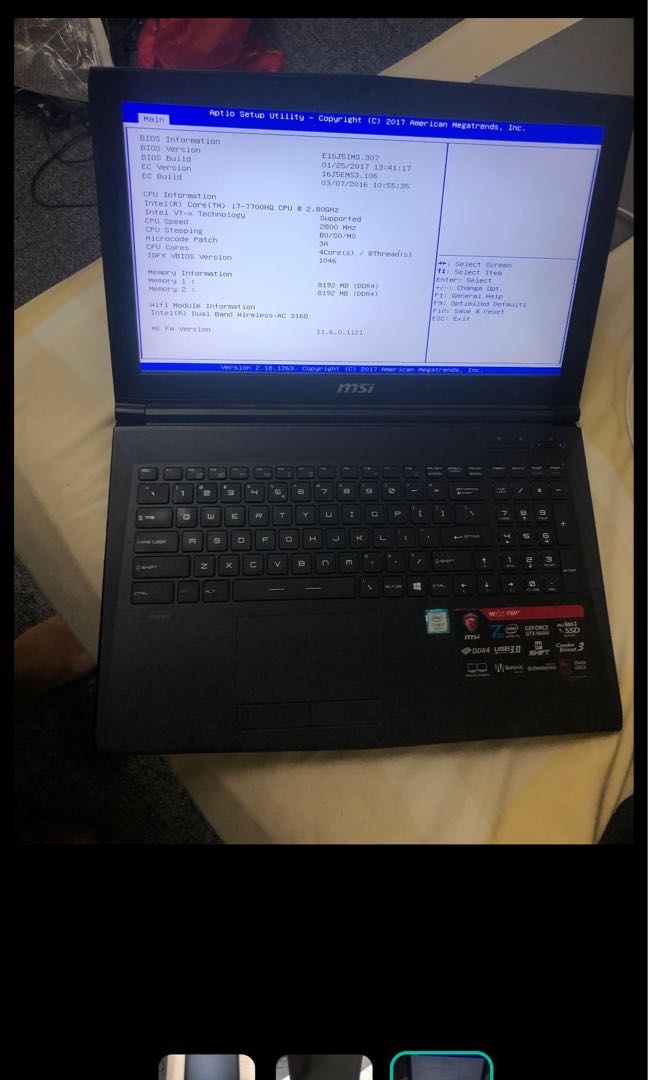 Wts Msi gaming laptop gl62 7QF $900 16gb ram