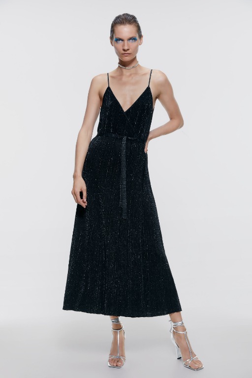 zara dress with metallic thread