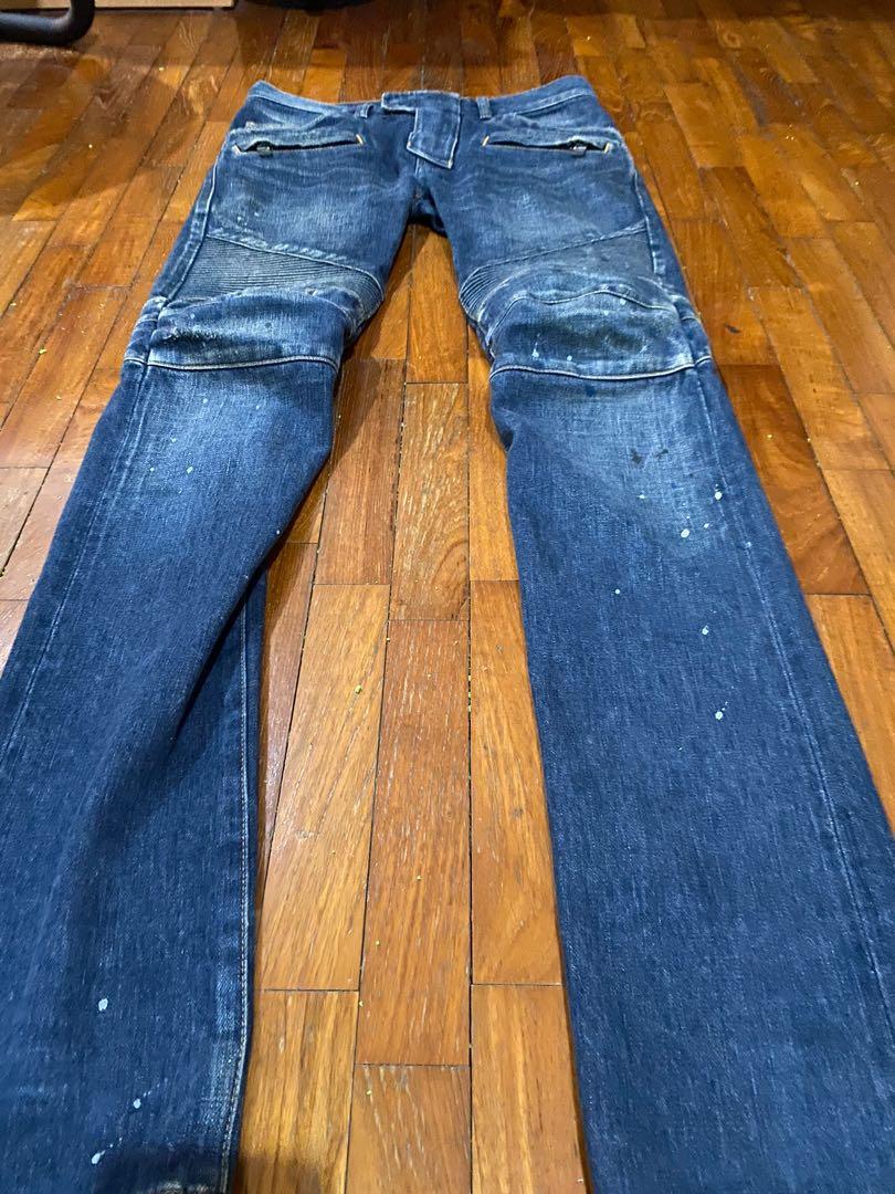 Balmain Paint Splatter Biker Jeans sz27