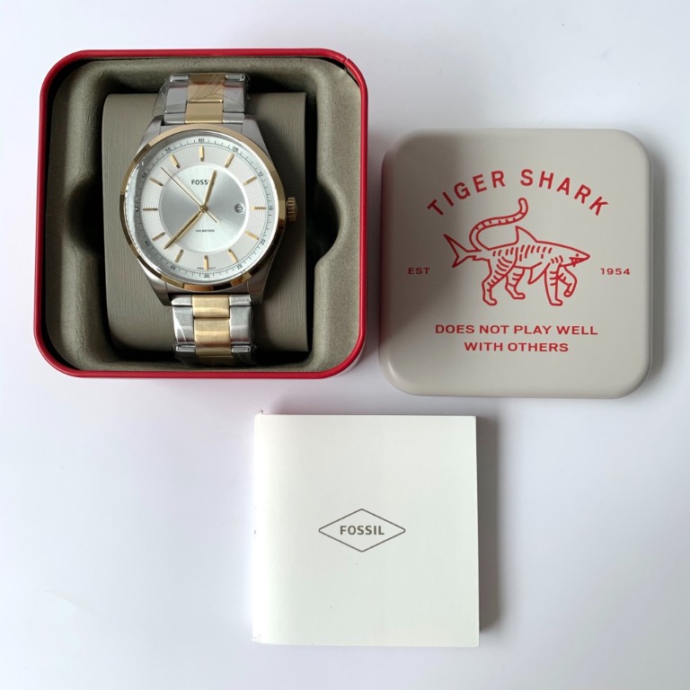 BNEW AUTHENTIC Fossil Watch FS5426 Mathis 2 Tone Gold Silver