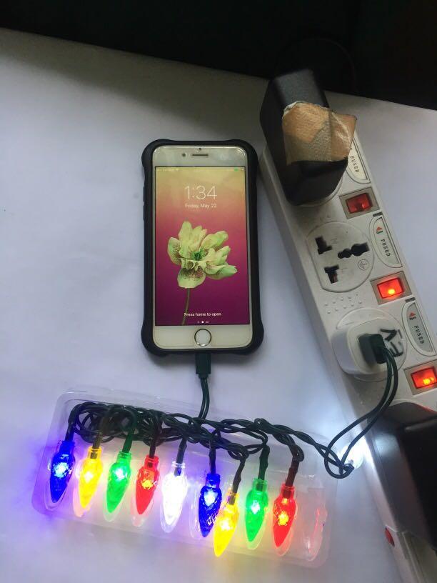 charger iphone( christmas light charger) (Category: Chargers) located in Pasay City. Submitted by redgiftshop (Listing ID 1008008895, Image 3). Description: 10LED multi- color bulbs Lights up when plugged in standard USB charging product code: S-19.
