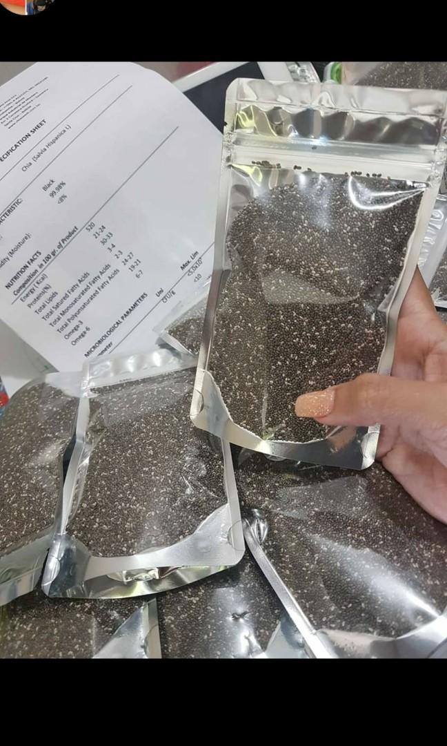 Chia seed 60 pesos 100grams (Category: Health Food, Drinks & Tonics) located in Mandaluyong City. Submitted by preloveitemselling (Listing ID 1008029006, Image 3). Description: CHIA SEEDS BENEFITS😍 Pwedeng pwede ihalo kahit saang Food or drinks good for keto diet👍😉 Hindi lang pampapayat ang Chia Seeds, ito din ay isang Superfood. BAKIT SUPERFOOD? Kasi sa pag kain ng 2 Tablespoon ng Chia everyday, You will get : ▪️500% MORE CALCIUM than Milk 🥛