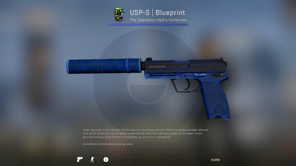 Csgo Usp S Blueprint Minimal Wear Csgo Skins Csgo Usp Skin Toys Games Video Gaming In Game Products On Carousell