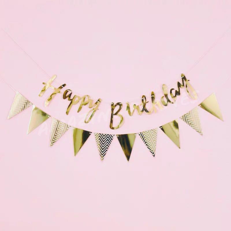 Cursive Happy Birthday Banner Decoration set, Hobbies &amp; Toys ...