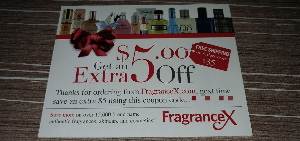 FragranceX Discount Voucher worth USD 5