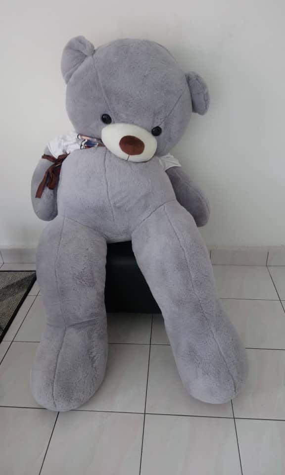 Giant teddy bear grey on sale