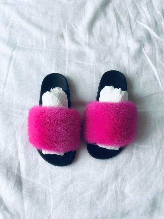 givenchy pink fur slides