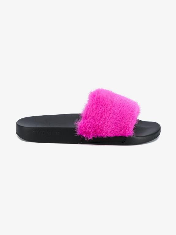 GIVENCHY New No Box Women s Hot Pink Mink Fur Slides IT36 S