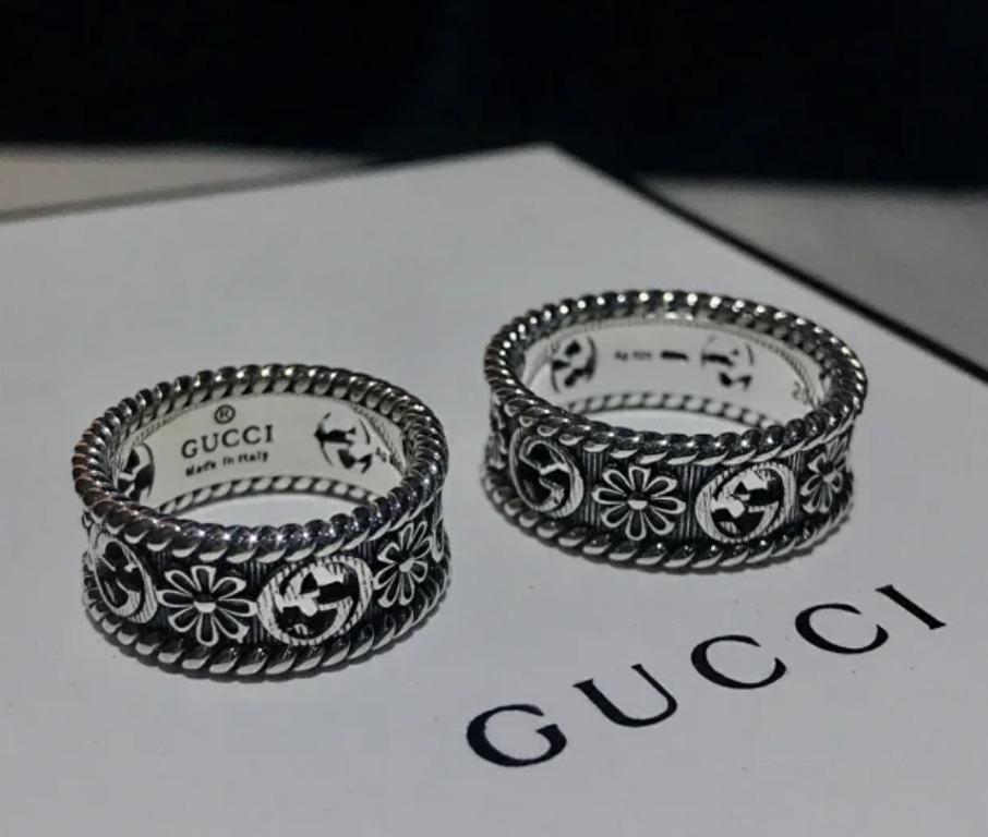 Gucci classic double G ring men and women sterling silver 925 retro style simple Gucci couple