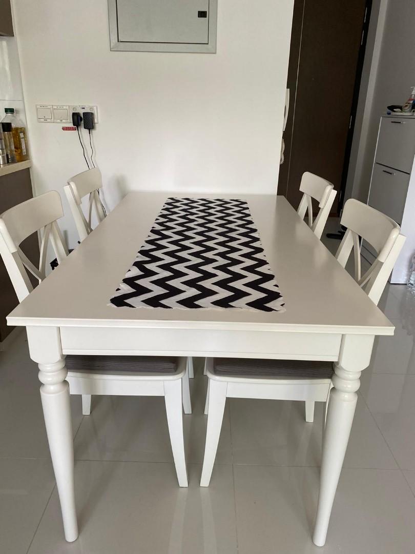 Ikea White Dining Table Set, Furniture & Home Living, Furniture, Tables