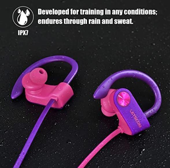 Letscom bluetooth sales headphones ipx7 waterproof